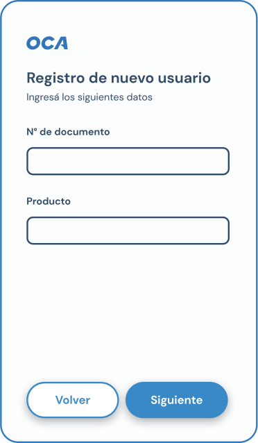 Captura de pantalla de la pantalla registro en la aplicaciÃ³n de OCA